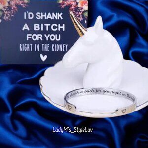 Secret Message Friendship Bracelet "I'd shank a b*tch for you..." Stainless Cuff